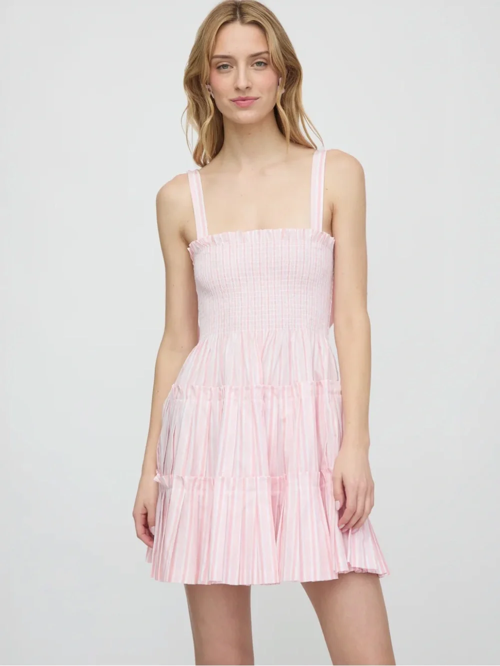 Hill House Home The Ribbon Charlotte Nap Dress In Pink Variegated Stripe - Picture 1 of 4